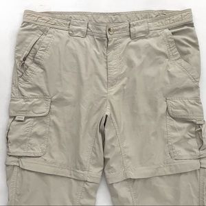 Columbia Titanium Men Cargo Convertible Pants zip off to Shorts L Outdoor Beige